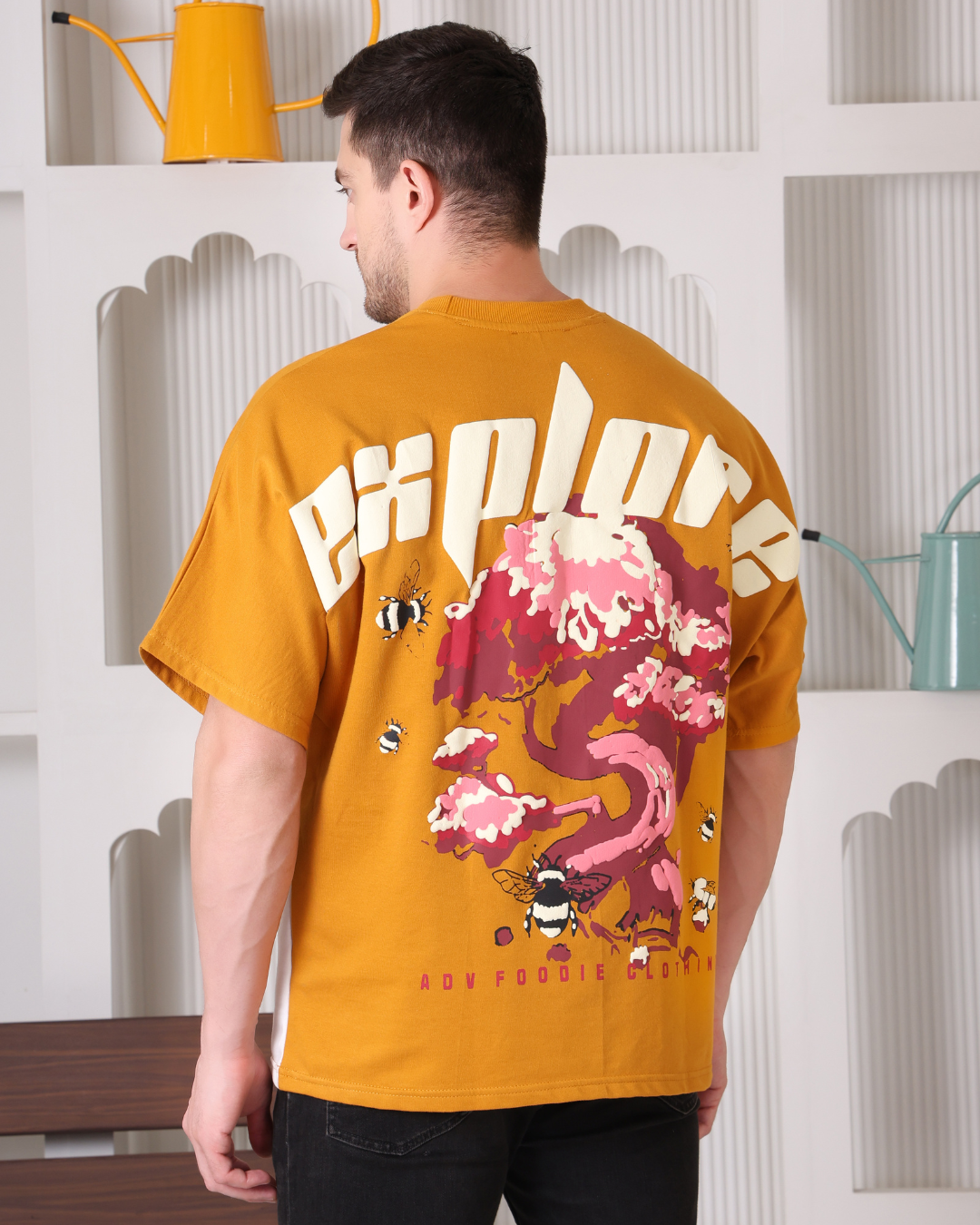 ADV Foodie Explore Mustard Graphic Oversized T shirt - Premium